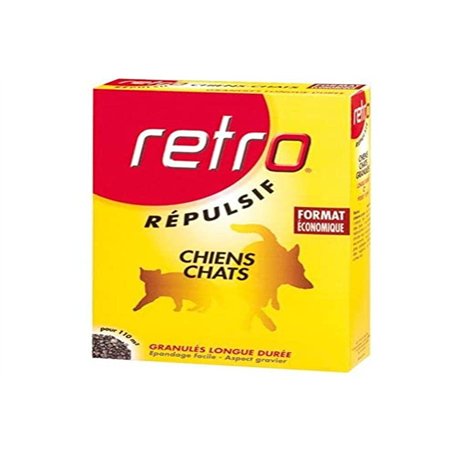 RETRO Acto Répulsif Granulés Longue durée Chiens et Chats Format économique 110 m2-1 KG, Rouge,Jaune