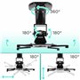 Duronic PB01XB Support pour Vidéoprojecteur Plafond | Rotatif 360° Inclinable 180° et Pivotant 180° | Charge maximale de 10 kg |