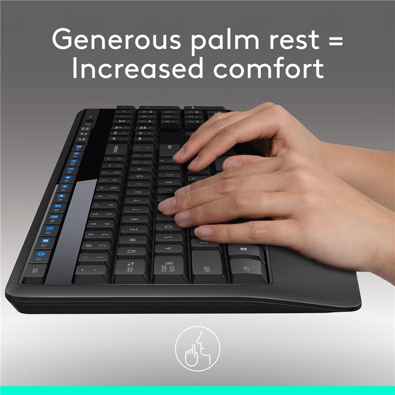 Image secondaire de Logitech MK345 Combo Clavier Taille Standard Sans Fil avec Repose Poignet et Souris Droitier Confortable, Clavier US Internation