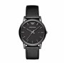 Emporio Armani Montre pour homme, mouvement date à trois aiguilles, boîtier en acier inoxydable noir de 41 mm avec bracelet en c
