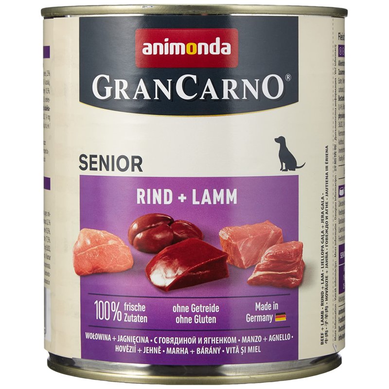 Image secondaire de Nourriture pour chien GranCarno Senior d’animonda, nourriture humide pour chien de plus 7 ans, bœuf + agneau, 6 x 400 g