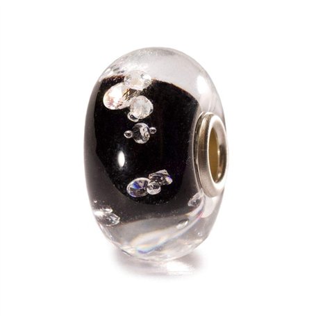 Trollbeads Perle diamant universelle, noire – Breloque en verre fabriquée à la main | Verre et oxyde de zirconium | Collection U