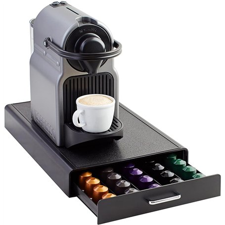 Amazon Basics Rangement pour Orignalline Nespresso avec 1 Tiroir - 50 Capsules Capacité, Noir