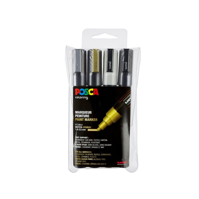POSCA Set 4 MARQUEURS PC5M Pochette GSW