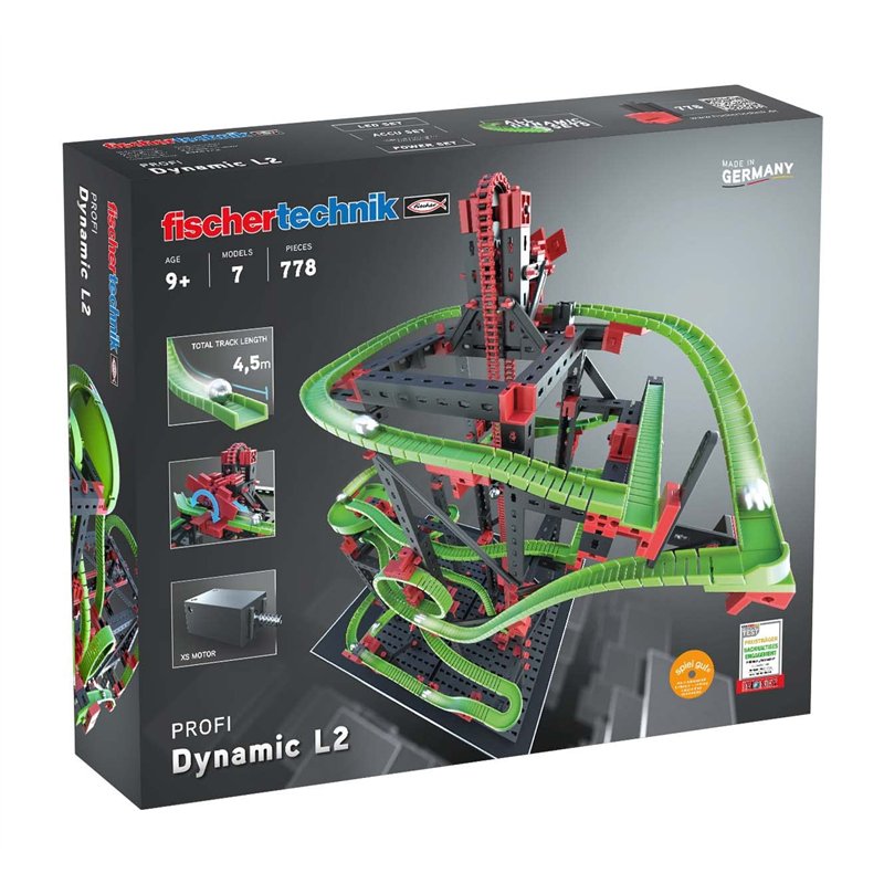 fischertechnik Circuit de Billes Dynamic L2, 536621 – kit de Construction pour Enfants, Jouet éducatif à partir de 9 Ans, Vert