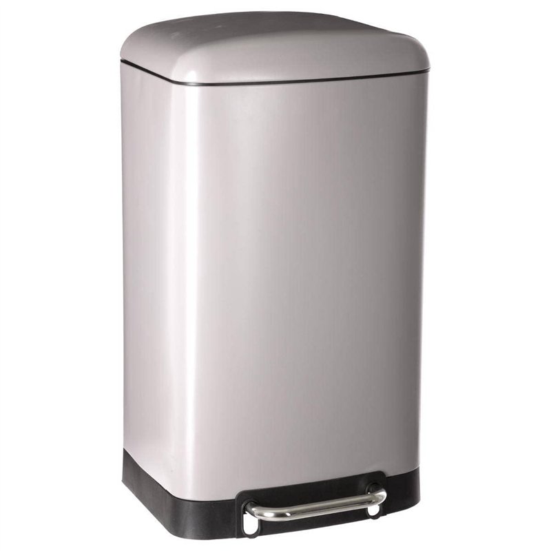 5 five simply smart Poubelle 30L en métal finition mate - Fermeture silencieuse - Large pédale - Coloris TAUPE