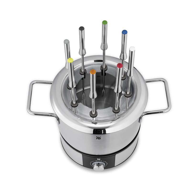 Image secondaire de WMF Service à fondue électrique, 1400 W, 8 personnes, Récipient en inox, 8 fourchettes à fondue en Inox 18/10 Cromargan, Haute p