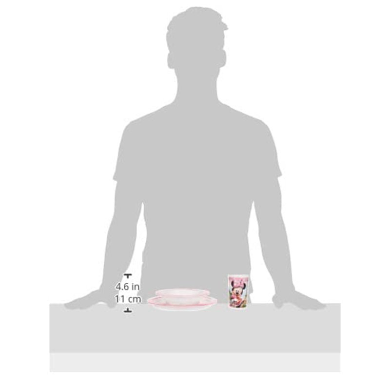 Image secondaire de FUN HOUSE 005471 Disney Minnie Ensemble Repas Contenant 1 Assiette, 1 Bol et 1 Verre pour Enfant Polypropylène Rose 26.5x8.5x24.