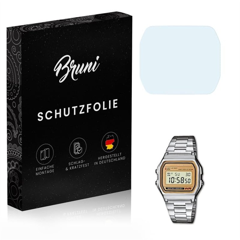 Bruni Protecteur d'écran compatible avec Casio A158WEA-9EF Film Protecteur, cristal clair Écran protecteur (2X)