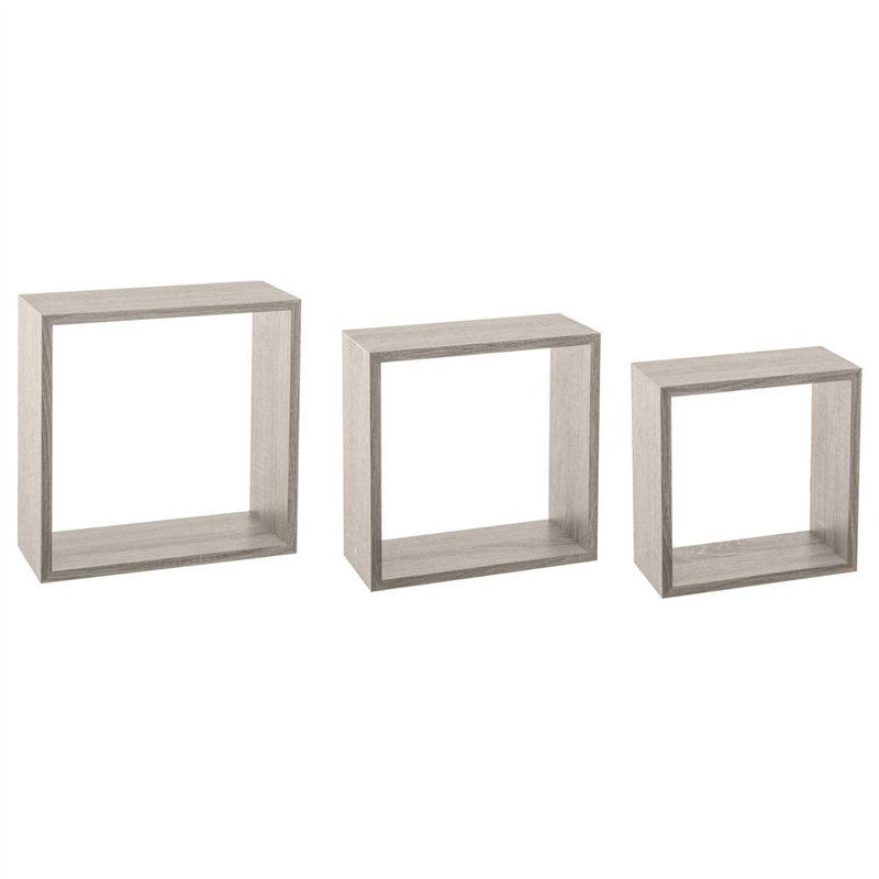 5 five simply smart 3 Grandes étagères murales Cube Effet chêne Gris Fixy