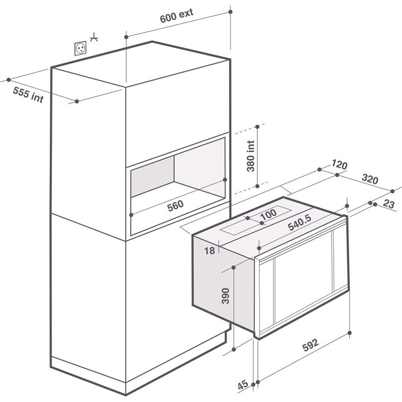 Image secondaire de Micro ondes Encastrable De Dietrich DME7121W - Micro-Ondes Encastrable avec kit Blanc - 26 litres - 900 W