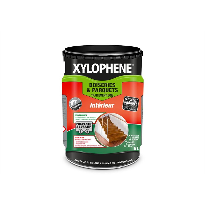 XYLOPHENE - Traitement Bois et Parquet Intérieur - Préparation du bois - Traitement Préventif et Curatif pour les Boiseries et P