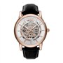 Emporio Armani Montre pour homme, mouvement automatique, boîtier en acier inoxydable or rose de 43 mm avec bracelet en cuir, AR6