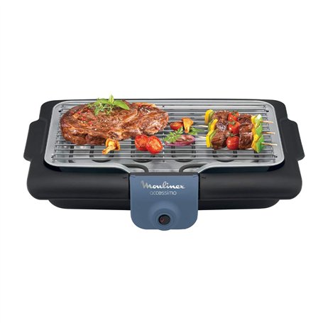 Moulinex Accessimo Barbecue électrique de table, Barbecue d’extérieur, 2100 W, Nettoyage facile, Bac à eau, Réduction de la fumé