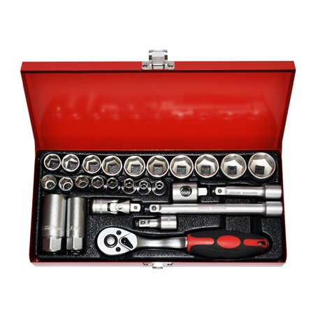 PRECISION STEEL Coffret cliquet + Douilles 3/8". 26 pièces