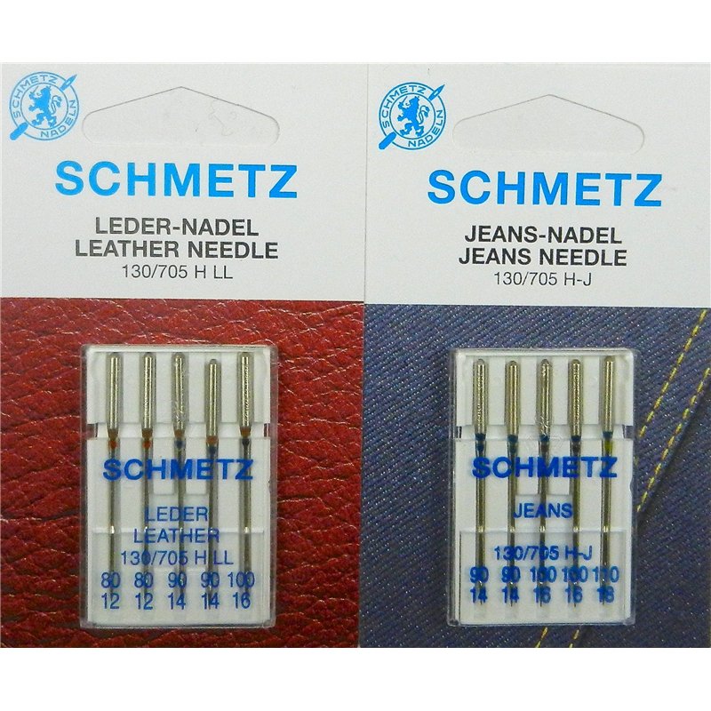 SCHMETZ Lot de 10 aiguilles pour machine à coudre, système 130/705, pour le cuir et le Jean