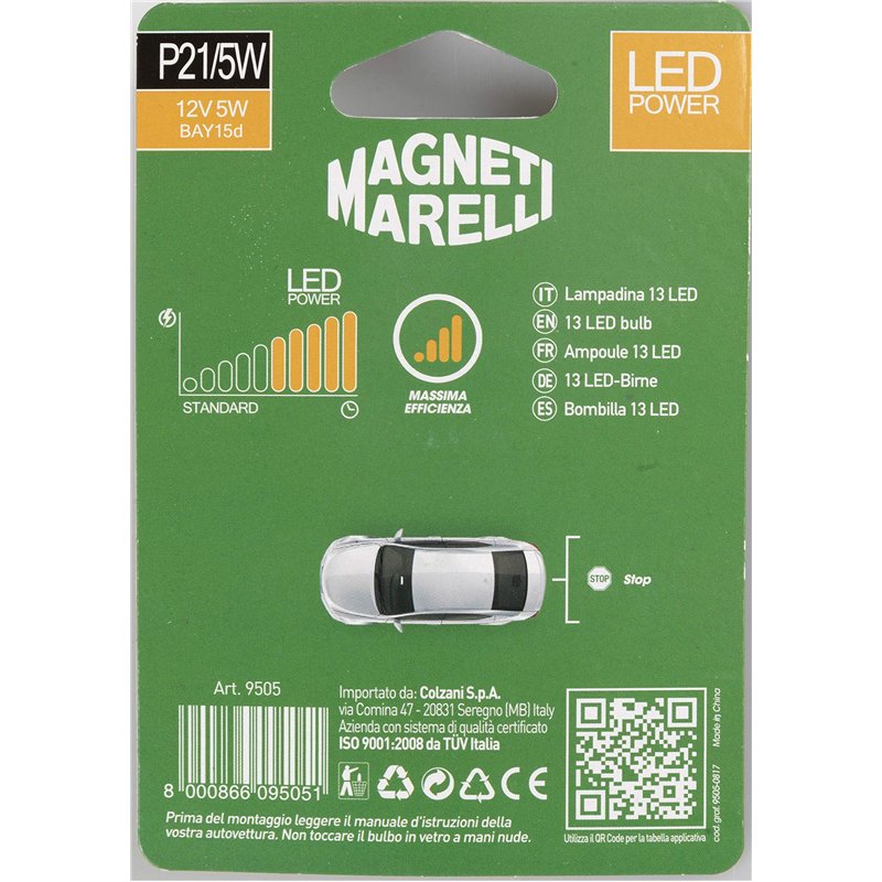 Image secondaire de Magneti Marelli 070.00000000009505 P21/5W Ampoule simple voiture LED SMD 12 V/5 W culot BAY15d