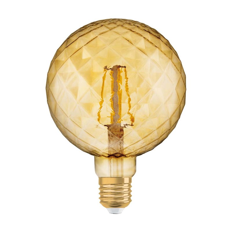Osram Vintage Edition 1906 Ampoule LED à Filament - Culot E27 - Forme Spéciale Globe Pinecone Or Ambrée - Blanc Chaud 2500K - 4,