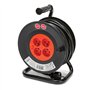 Velamp REEL-FR-25 Rallonge Prolongateur électrique 25 m avec enrouleur 4 Prises 16 A section 3G1,5 mm² + coupe-circuit. Noir et
