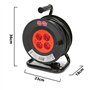 Velamp REEL-FR-25 Rallonge Prolongateur électrique 25 m avec enrouleur 4 Prises 16 A section 3G1,5 mm² + coupe-circuit. Noir et