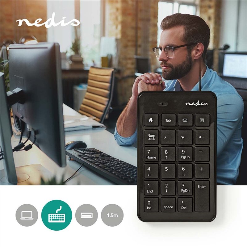 Image secondaire de Nedis Clavier numérique avec câble USB Noir