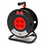 Velamp REEL-FR-40 Rallonge Prolongateur électrique 40 m avec enrouleur 4 Prises 16 A section 3G1,5 mm² + coupe-circuit. Noir et