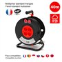 Velamp REEL-FR-40 Rallonge Prolongateur électrique 40 m avec enrouleur 4 Prises 16 A section 3G1,5 mm² + coupe-circuit. Noir et