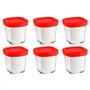 Seb Lot 6 pots en verre 140 ml, Couvercle rouge, Adapté aux yaourtières Multi-Délices Express, Compatible lave-vaisselle XF10050