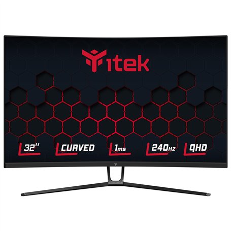 Itek Moniteur GGC - 32" Incurvé, 2560x1440 QHD, Panneau VA 240Hz, réponse 1ms, connexions 2xHDMI et 2xDP, HDR 400, Adapt Sync