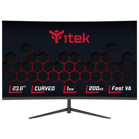 iTek Moniteur GGC - 23,6" incurvé, 1920 x 1080 FHD, Panneau VA, 200 Hz, réponse 1 ms, connexions HDMI et DP, Adapt Sync