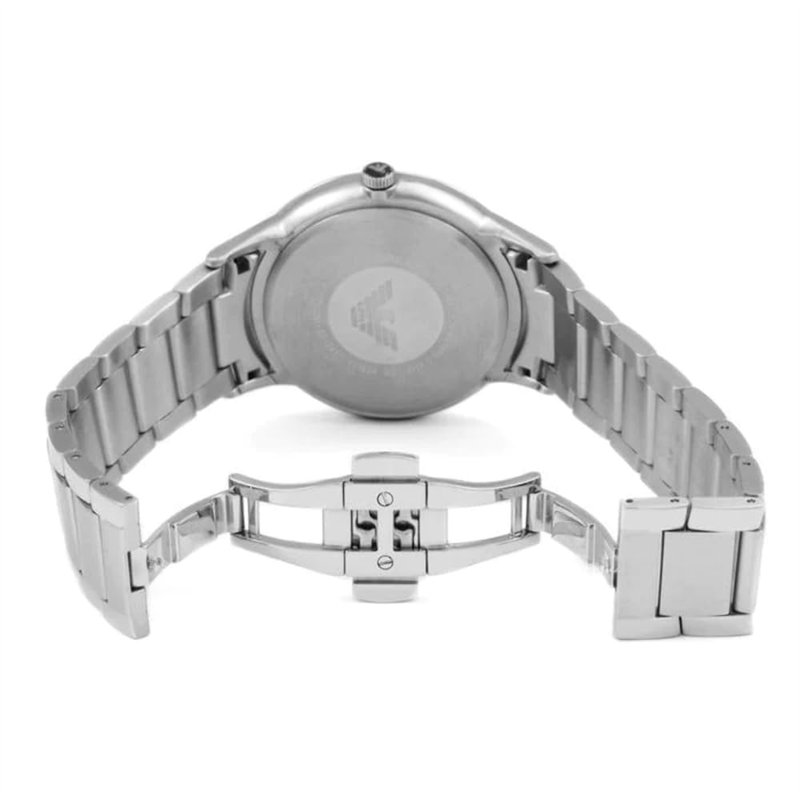 Image secondaire de Emporio Armani Montre pour homme, mouvement date à trois aiguilles, boîtier en acier inoxydable de 43 mm avec bracelet en acier 