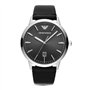 Emporio Armani Montre pour homme, mouvement date à trois aiguilles, boîtier en acier inoxydable argenté de 43 mm avec bracelet e