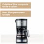 SEVERIN Cafetière filtre, 750W, Jusqu'à 4 tasses, filtre permanent lavable, porte filtre amovible, Plaque chauffante, Inox/Noir,