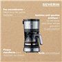 SEVERIN Cafetière filtre, 750W, Jusqu'à 4 tasses, filtre permanent lavable, porte filtre amovible, Plaque chauffante, Inox/Noir,