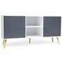 IDMarket - Buffet Bas scandinave 140 cm Effie 2 Portes Bois Blanc et Gris