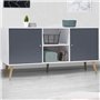 IDMarket - Buffet Bas scandinave 140 cm Effie 2 Portes Bois Blanc et Gris