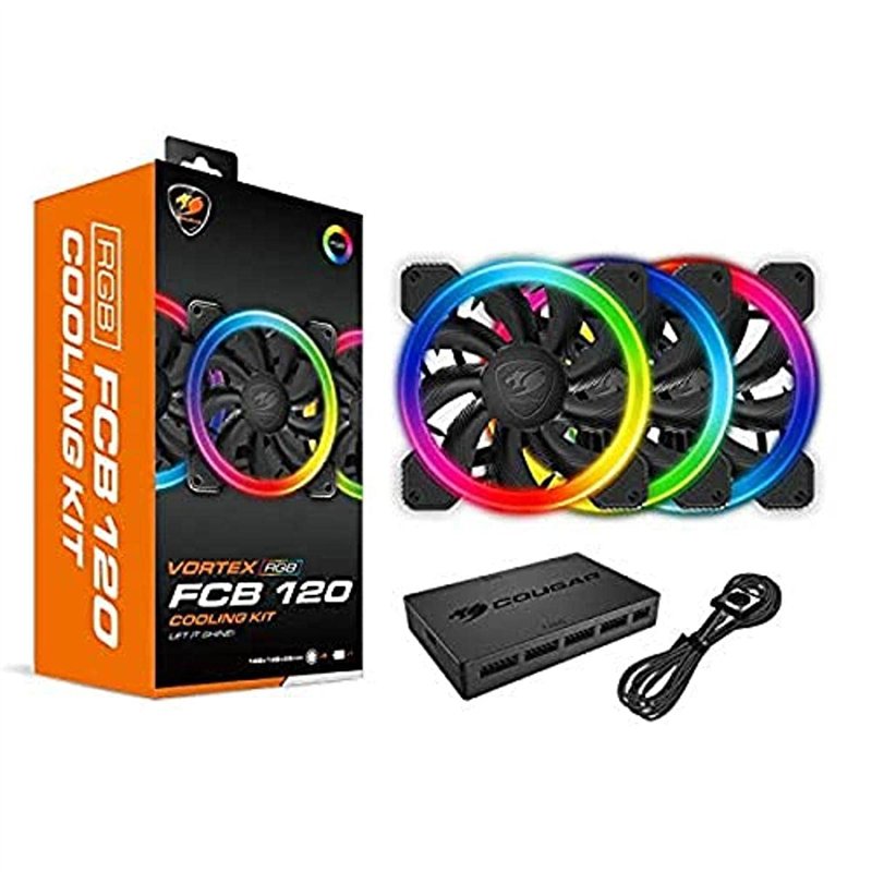 COUGAR GAMING | REFROIDISSEUR | FCBRGBCOOLINGKIT - Ventilateurs Vortex RGB 120 mm - Contrôle RGB Avancé - Roulement Hydraulique