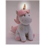 JEMINI 023755 Licorne Peluche +/- 24 cm Musicale et Lumineuse, Blanc Rose