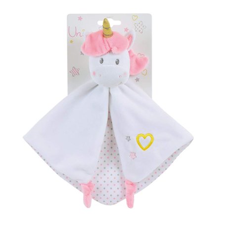 JEMINI 023683 LICORNE Doudou +/- 32 cm avec hochet, blanc rose