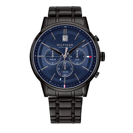Tommy Hilfiger Montre Analogique Multifunction à Quartz pour homme avec Bracelet en Acier Inoxydable Noir - 1791633
