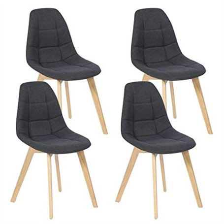 IDMarket - Lot de 4 chaises scandinaves Gaby Grises en Tissu pour Salle à Manger