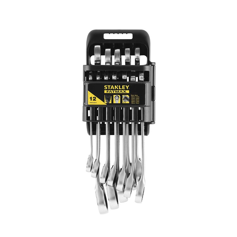 STANLEY Fmmt82849-0 Clés Mixtes À Cliquet Réversible Gamme FATMAX -Forgées Acier Chromé - Résistant - Fourche Anti-Slip Orientée