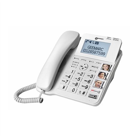 Geemarc CL595 - Téléphone Fixe pour Personnes Âgées avec Volume de Réception Amplifié, Sonnerie Puissante, Grosse Touches et Fon