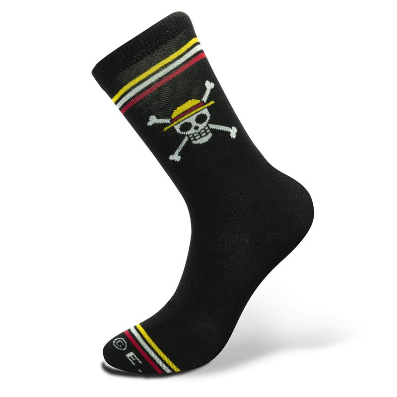 Image secondaire de Chaussettes One Piece Skull Taille unique (38-43) Noires, 70% coton, 27% polyester, 3% élasthanne.