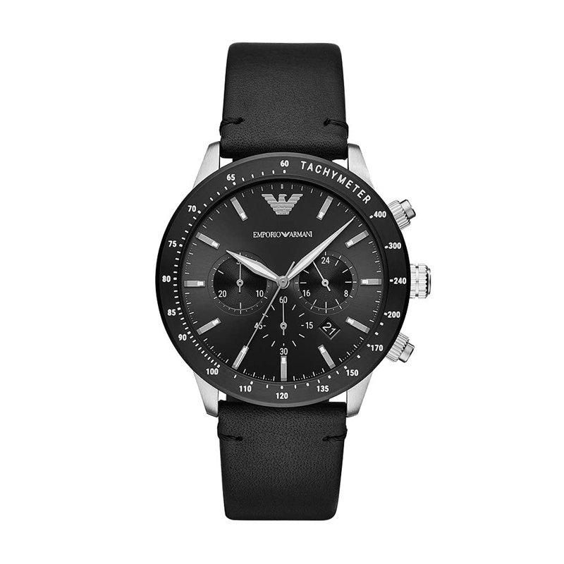 Emporio Armani Hommes Chronographe Quartz Montre avec Bracelet en Cuir