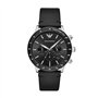 Emporio Armani Hommes Chronographe Quartz Montre avec Bracelet en Cuir