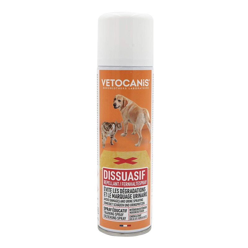 VETOCANIS Spray Repoussant, Intérieur et Extérieur, pour chien et chat, 250ml