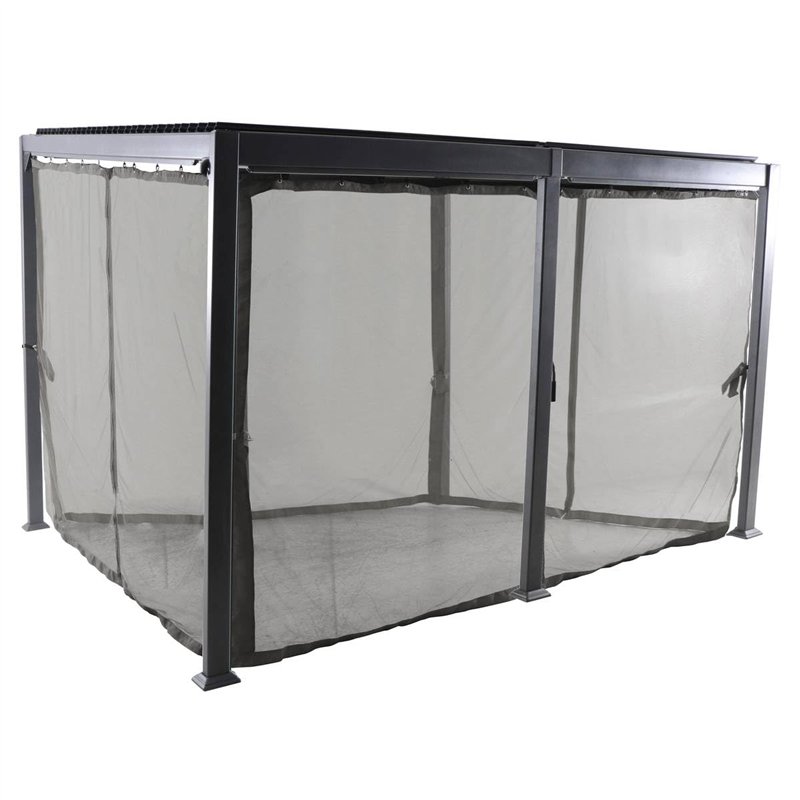 Hespéride - Moustiquaire pour pergola Avila Graphite (6 Rideaux)