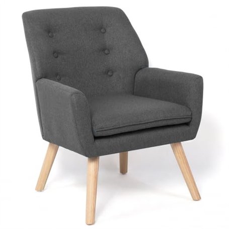 IDMarket - Fauteuil scandinave NAT en Tissu Gris Anthracite