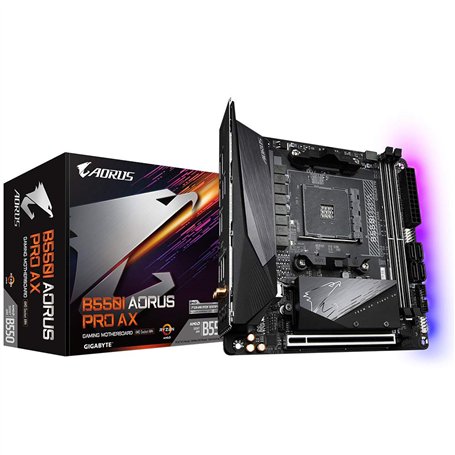 GIGABYTE B550I AORUS Pro AX Carte mère - Processeurs AMD Ryzen 5000, VRM 8 Phases, jusqu'à 5300 MHz DDR4, 1xPCIe 4.0 + 1xPCIe 3.